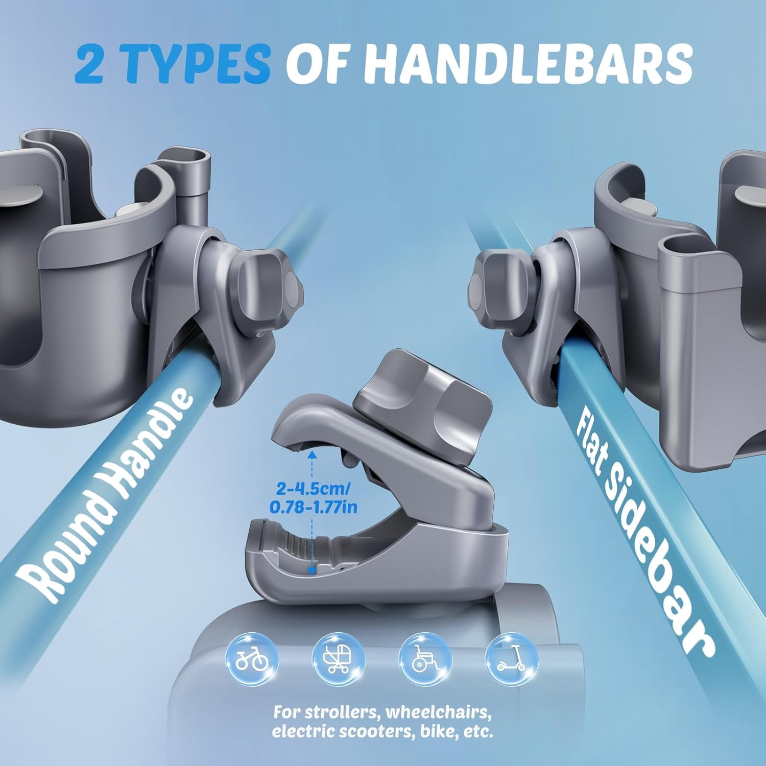 Cup Holder for Walker: Stroller Cup Holder Attachment with Phone Holder, Wheelchair/Stroller Accessories for Uppababy, Nuna, Doona, Rollator, Bike, Scooter, Baby Travel Essential