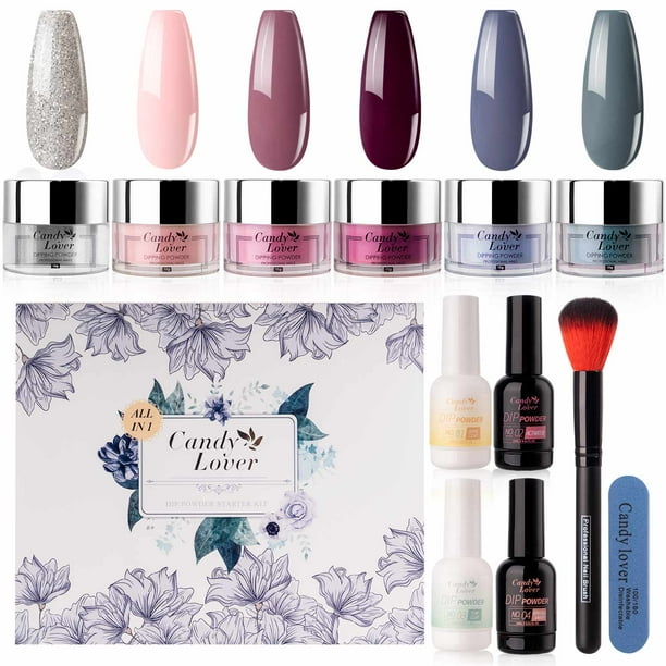 Candy Lover Dip Powder, 6 Colors Dip Powder Nail Kit, Dipping Powder, Pink Red Dark Purple