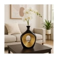 thumbnail image 3 of Modern Ceramic Vase with Hollow Center for Home Decor - Flower Vase for Living Room, Dining Table, and Office Desk - Decorative House Accent for Bedroom Nightstand Decor - 14", Black & Gold, 3 of 14