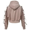 thumbnail image 5 of Bibifish Womens Hoodies Fall Cute Bow Sleeve Cropped Full Zip Hooded Sweatshirts Open Front Tops, 5 of 6