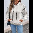 thumbnail image 4 of Sudadera con Capucha de Dos Piezas para Mujer, Informal, Versátil, de Larga, para Uso Diario, con Ribete de Color Contrastante Gris L, 4 of 10