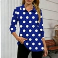 thumbnail image 5 of TEAJOPSUU Womens Classic Polka Dot Shirt 3/4 Sleeve Collared V Neck Tops Loose Fit Lightweight Summer Trendy Outfits,A-Blue, 5 of 5