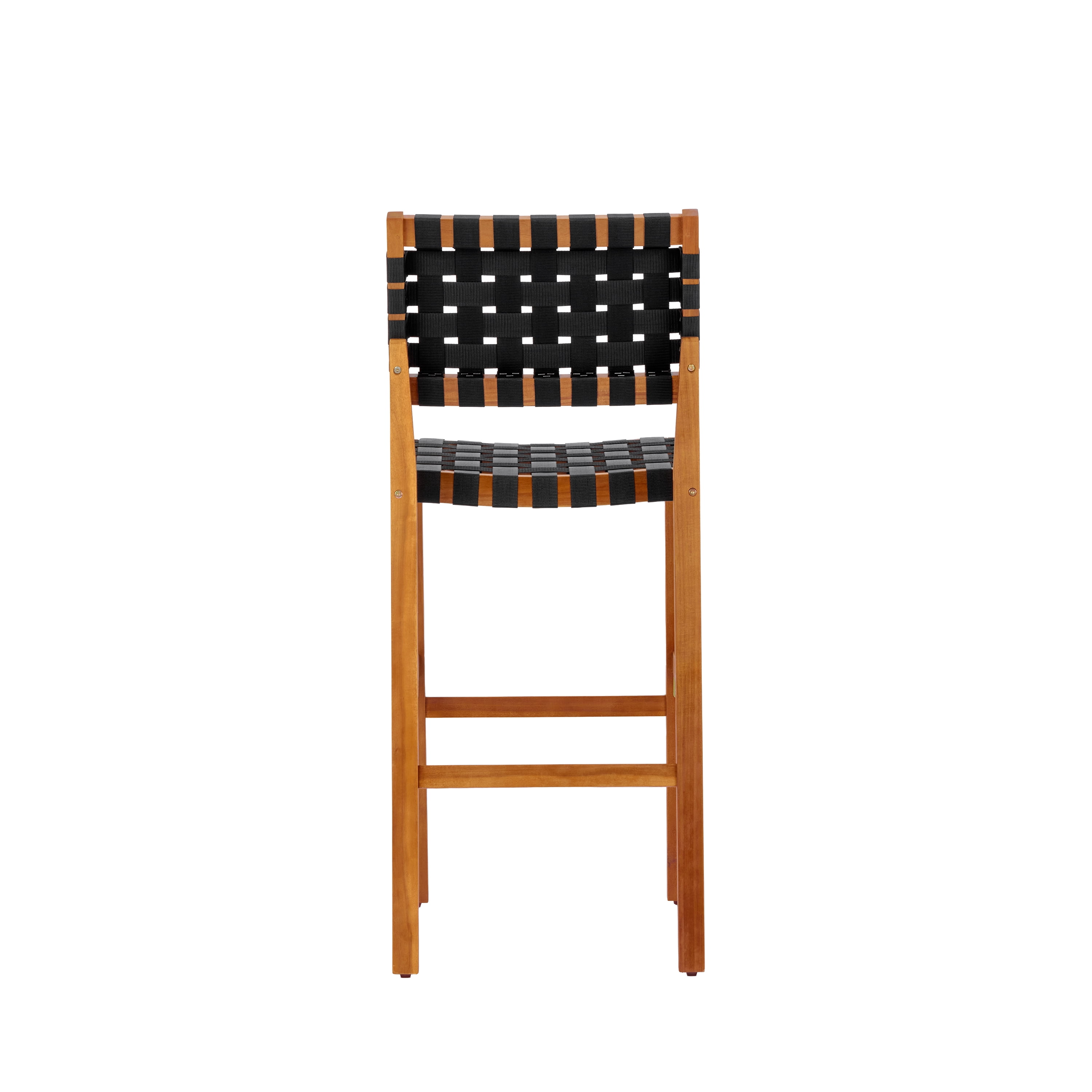 30.5 Inch Seat Height Outdoor Acacia Solid Wood Patio Side Chair, Black Pe Woven Rope, Breathable and Comfortable,Indoor & Outdoor Use (Set of 2)