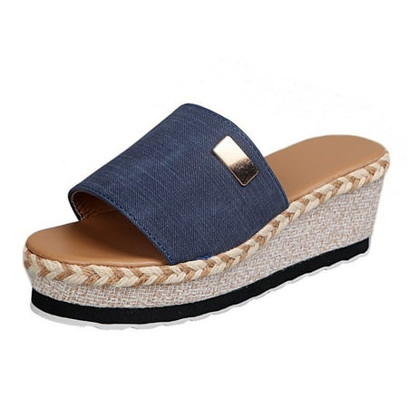 

VerPetridure Sandals for Women Dressy Summer Women Bowknot Beach Summer Slippers Platform Slope Heels Plus Size Shoes