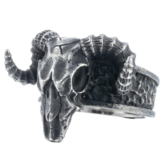 Goat Skull Ring Cool Chunky Jewelry Ram Skull Bone Animal Statemnet Rings (10)