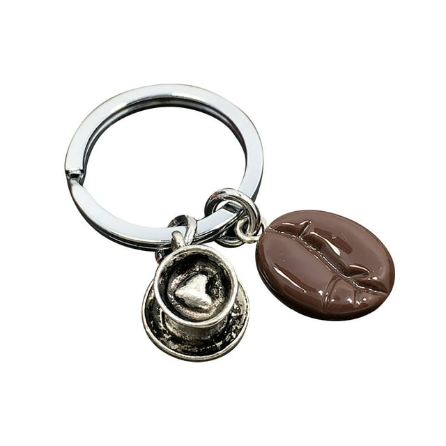 Keychain Coffee Backpack Creative Resin Coffee Cup Beans Coffee Pendant Heart-Shaped Bracelets