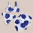 thumbnail image 6 of Girls Bathing Suits Size 14-16 V-Neck Floral Print 3 Piece Bathing Suits Breathable 3 Piece Bathing Suits for Summer Vacation,C-Blue,130(6-8 Years), 6 of 7