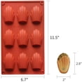 thumbnail image 2 of Molde para magdalenas de 9 cavidades, 2 moldes de silicona antiadherentes para magdalenas, molde para hornear con forma de concha (rojo ladrillo), 2 of 8