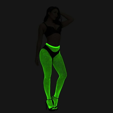 Generic Luminous Sexy Lingerie Fishnet Stockings Glowing Shiny plus Size Advanced Top Open Crotch Free off One-Piece Uniform Fluorescent