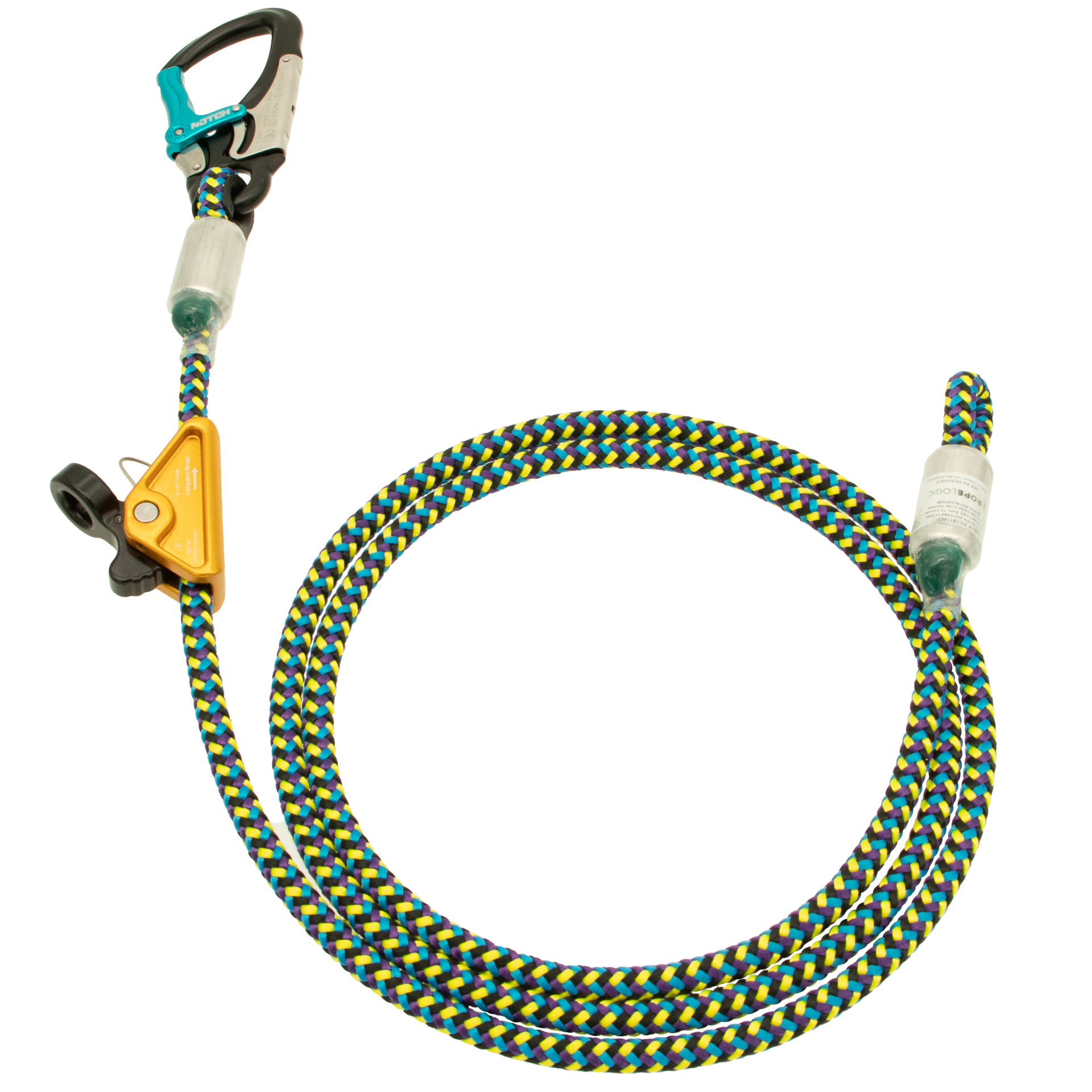 Rope Logic Stileo 1/2" x 8 ft. Wirecore Lanyard Flipline with Rockgrab & Notch Triple Action Snap (101172)
