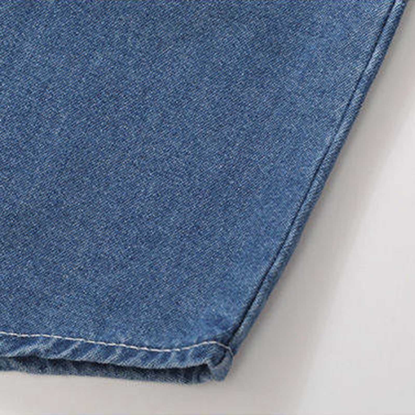 JXGSGOGO Men's Casual Denim Shirt - Long Sleeve Button Down, Dark Blue, Medium, Cotton Blend - View #6