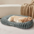 thumbnail image 2 of SANMADROLA Cute Dog Beds for Medium Size Dog,  Medium Pet Beds Non-Slip Bottom and Egg-Crate Foam Furry Bolster Pet Couch Sofa with Washable Removable Cover, 29.5"x22.0"x5.1",Dark Grey, 2 of 8