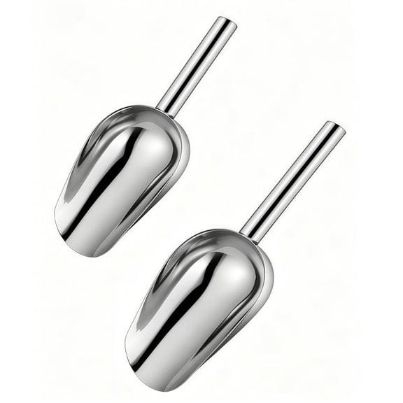 GYWHOOFT 2 Pack Stainless Steel Ice Scoop, Metal Scooper for Ice Maker - Small Kitchen Scoop for Flour And Pet Food