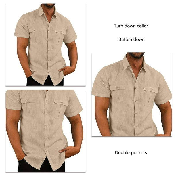Camisa de dos bolsillos para hombre Camisa con botones para hombre Camisa de manga corta para hombre Camisa para hombre disenada para precision Walmart en linea