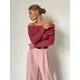 thumbnail image 2 of Wolfeel, camiseta de punto de lana para mujer, corte entallado, manga larga, suéter básico elegante con hombros descubiertos para otoño e invierno, jerséis de calle, 2 of 4