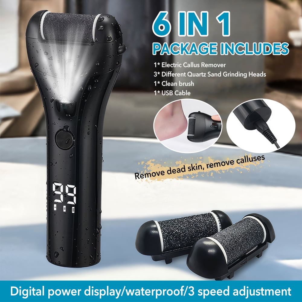 ATMOKO Electric Foot Callus Remover, 16-in-1 Professional Pedicure Tools Foot Care Kit, Foot Scrubber Electric Feet File Pedi for Hard Cracked Dry Dead Skin, Black
