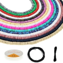 Fun-Weevz 2500 Pcs Heishi Beads for Jewelry Making Adults, 15 Flat Ceramic Clay  Bead Strands in Assorted Colors