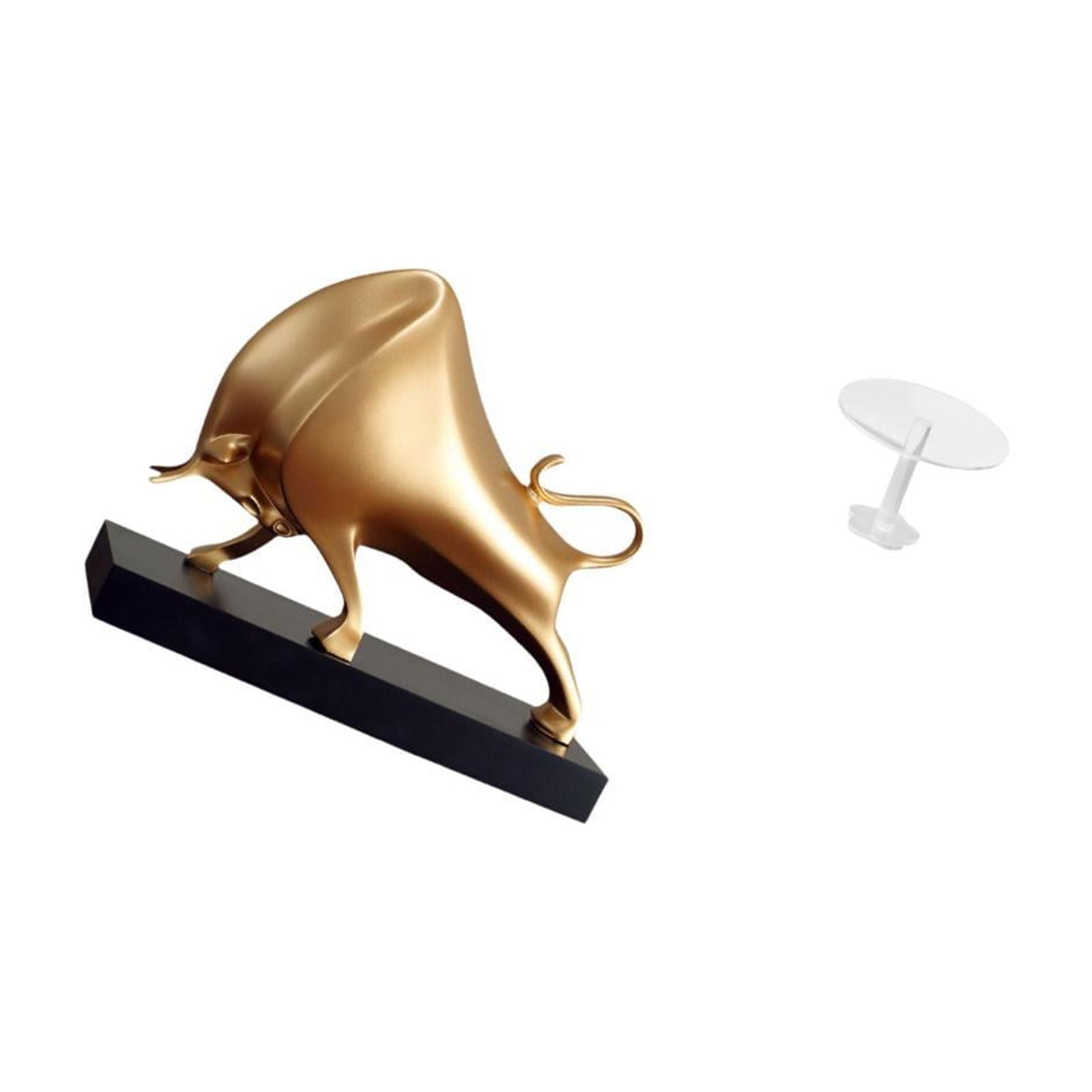 2 Pack Abstract Bull Statue Ox Figurine Miniature End Table Resin Acrylic Gift for Children Living Room Office Bedroom