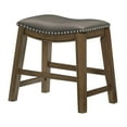 thumbnail image 3 of Miel 20 Inch Dining Stool- Gray Faux Leather- Brown Solid Wood- Nailheads, 3 of 6