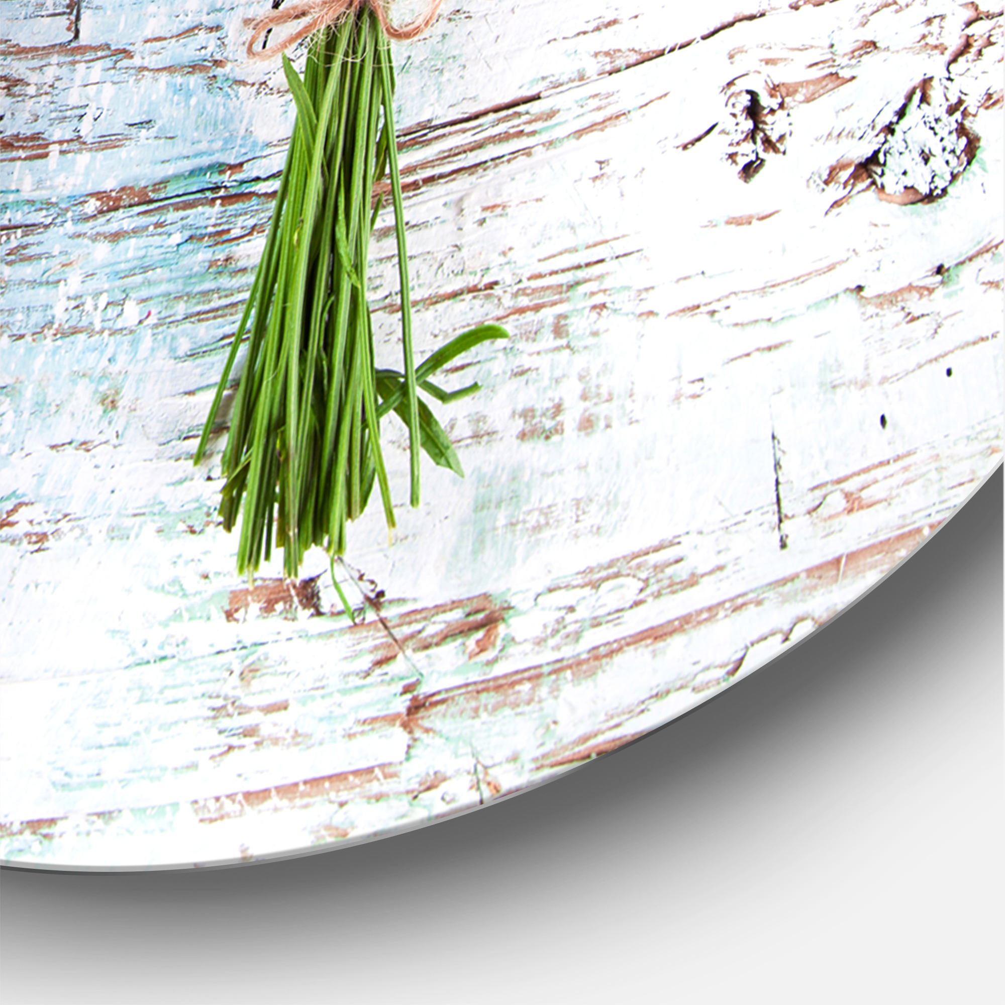 Designart 'Fresh Lavender Bouquets On Wood' Farmhouse Circle Metal Wall Art 23x23 - Disc of 23