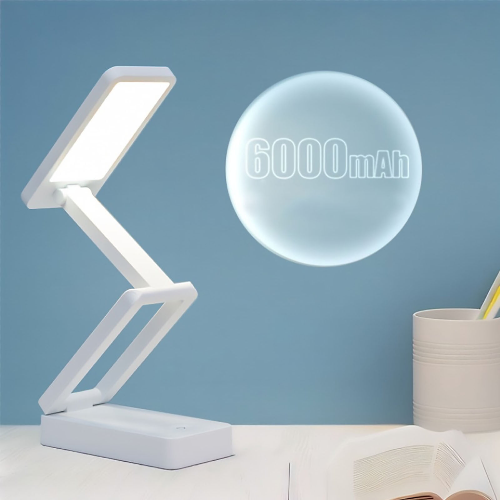 Kabnic LED Desk Lamps for Home Office, Battery Operated Lamp, Rechargeable Lamp Foldable & Portable Light, LED Desk Light Strip, 3 Brightness Dimmable Small Desk Lamp Wireless Reading Lamp