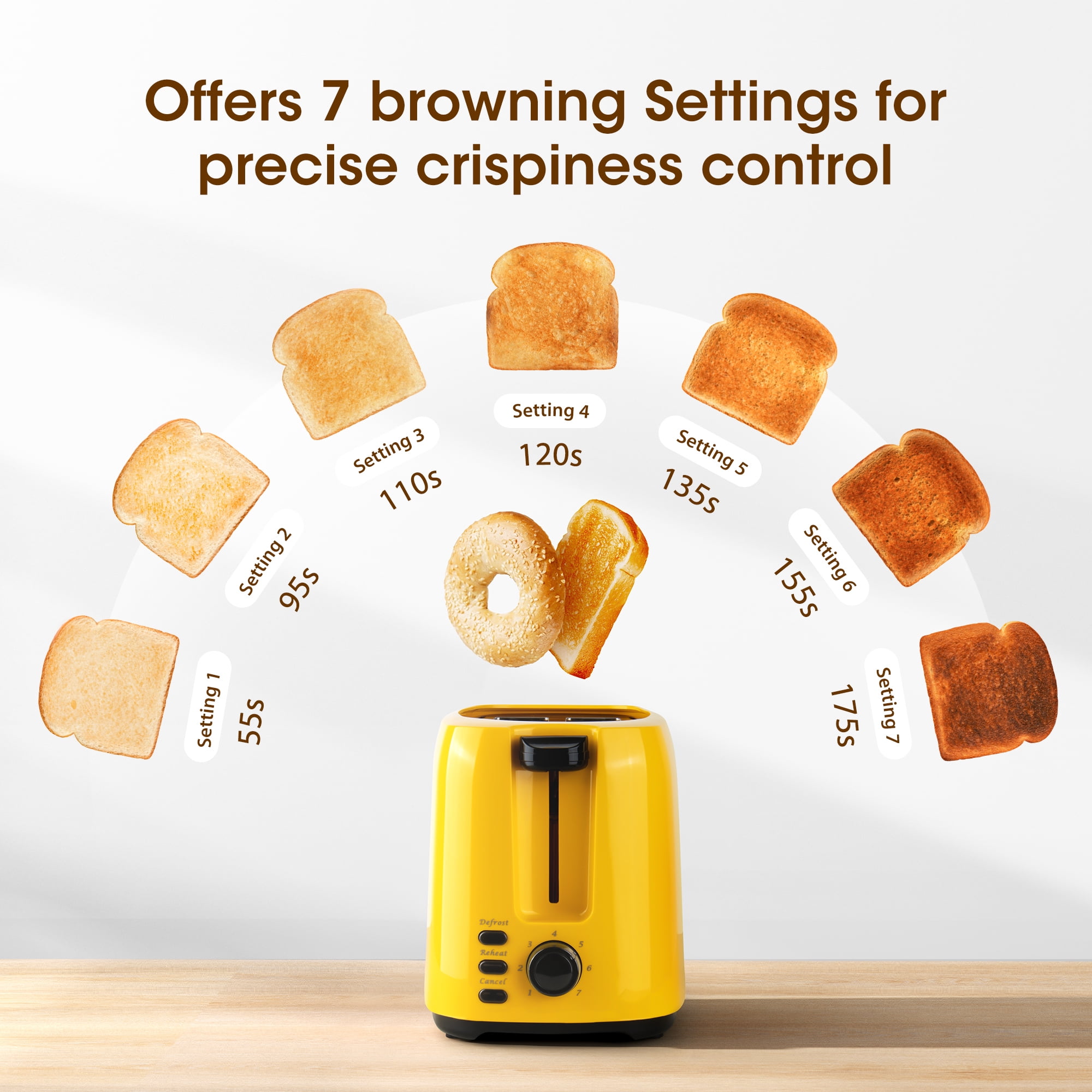 アレッシイのステンレス製 2スロットトースター iSiLER 2 Slice Toaster Extra-Wide Slots Yellow Toaster with