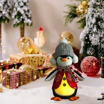 Deeceymbur LED Light Up Christmas Penguin Plush Toy 6.69x3.54x10.43in Soft Glowing Stuffed Night Light Holiday Decor Safe Gift