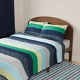 thumbnail image 2 of Mainstays Kids Reversible Green Stripe Stitch Quilt Set, Full/Queen, 3 Pieces, 2 of 6