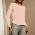 thumbnail image 5 of Women Solid High‑Stretch Yoga Top, Breathable Long Sleeve Workout Shirt with Mesh Back, Slim Fit Sports Pullover for Running Gym Training Pink XL(XL), 5 of 9