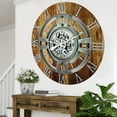 thumbnail image 6 of THE GEARS CLOCK Wall Clock with Real Moving Gears EN-LI_ 36 in Round Vintage-Brown, 6 of 12