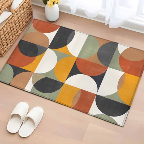 Area Rug 2x3ft Mid Century Color Block Abstract Geometric Area Rugs Washable Low Pile Floor Carpet for Bedroom, Colorful Nordic Style Non Slip Soft Rugs for Living Room Entryway Dining Room