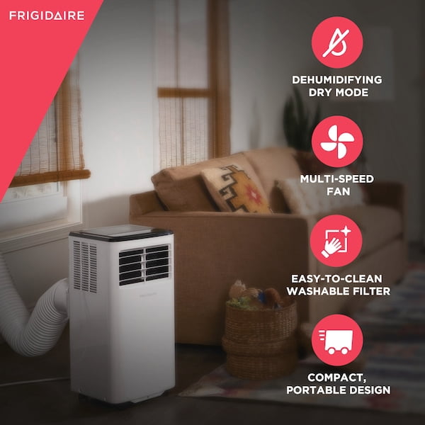 Frigidaire 8,000 BTU Portable Air Conditioner with Dehumidifier Mode for Rooms up to 150 Sq Ft, White