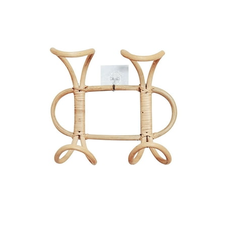 

BESTHUA Handmade Rattan Wall Hooks Retro Hat Coat Hanger Holder Organizer