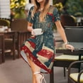 thumbnail image 3 of Fotbe Robe Vintage Drapeau Américain Motif Éléphant Décontractée Mode Femme Manches Courtes Robe Maxi Robe T-Shirt Rayée Longue à Blocs de Couleur, 3 of 6
