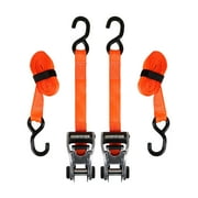 SmartStraps 1-1/4 in. x 14 ft. Orange CarbonX Heavy Duty Ratchet Tie Down Straps, 1,000 lb. Safe Work Load - 2 pack