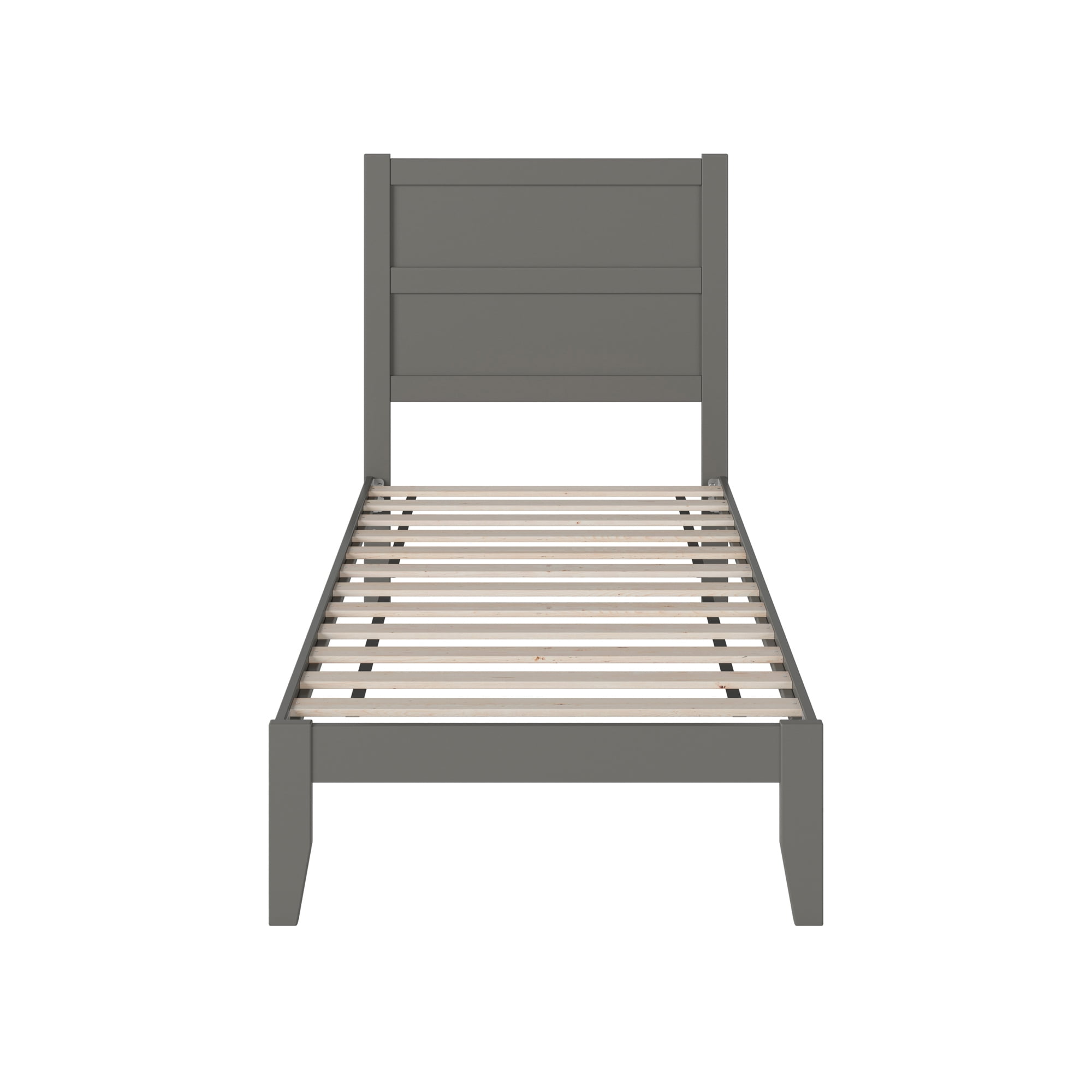 AFI NoHo 14" Twin Wood Platform Bed Frame with Modern Panel Headboard, Grey