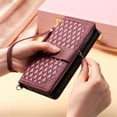 thumbnail image 6 of Case For Samsung Galaxy A17 5G Checkered With 6-card Slots Holder Kickstand Wrist Strap Lanyard Zipper PU Leather Flip Wallet Case,Wine red,For Galaxy A17 5G, 6 of 6