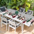 thumbnail image 2 of Grey Christmas Table Cloths for 8 Foot Rectangle Tables, Snowman Xmas Tree Winter Snowflake Patio Waterproof Elastic Fitted Tablecloths, Washable Rectangular Table Cover for Camping, 2 of 8