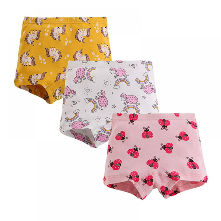 Girls Cute Print Underwear Cotton Briefs Soft shorts Breathable Undies  Boxer Panties 2-10Y 3-Pack