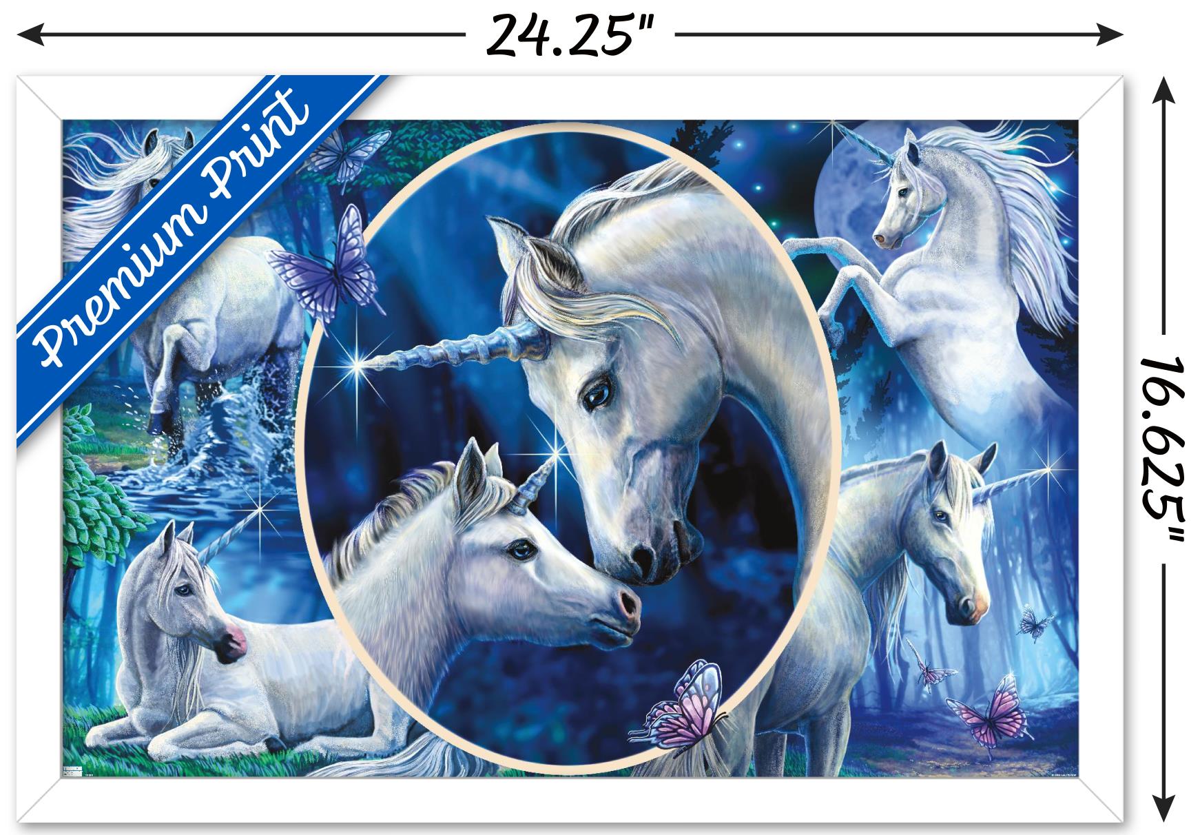 Lisa Parker - Majestic Unicorns Wall Poster, 14.725" x 22.375", Framed