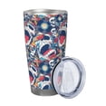 thumbnail image 2 of Fotbe cool rock Skull Pattern 20 oz Tumbler Stainless Steel Vacuum Insulated Coffee Ice Cup Double Wall Travel Flask Leak-proof Coffee Cup-Straw Three-piece Set, 2 of 8