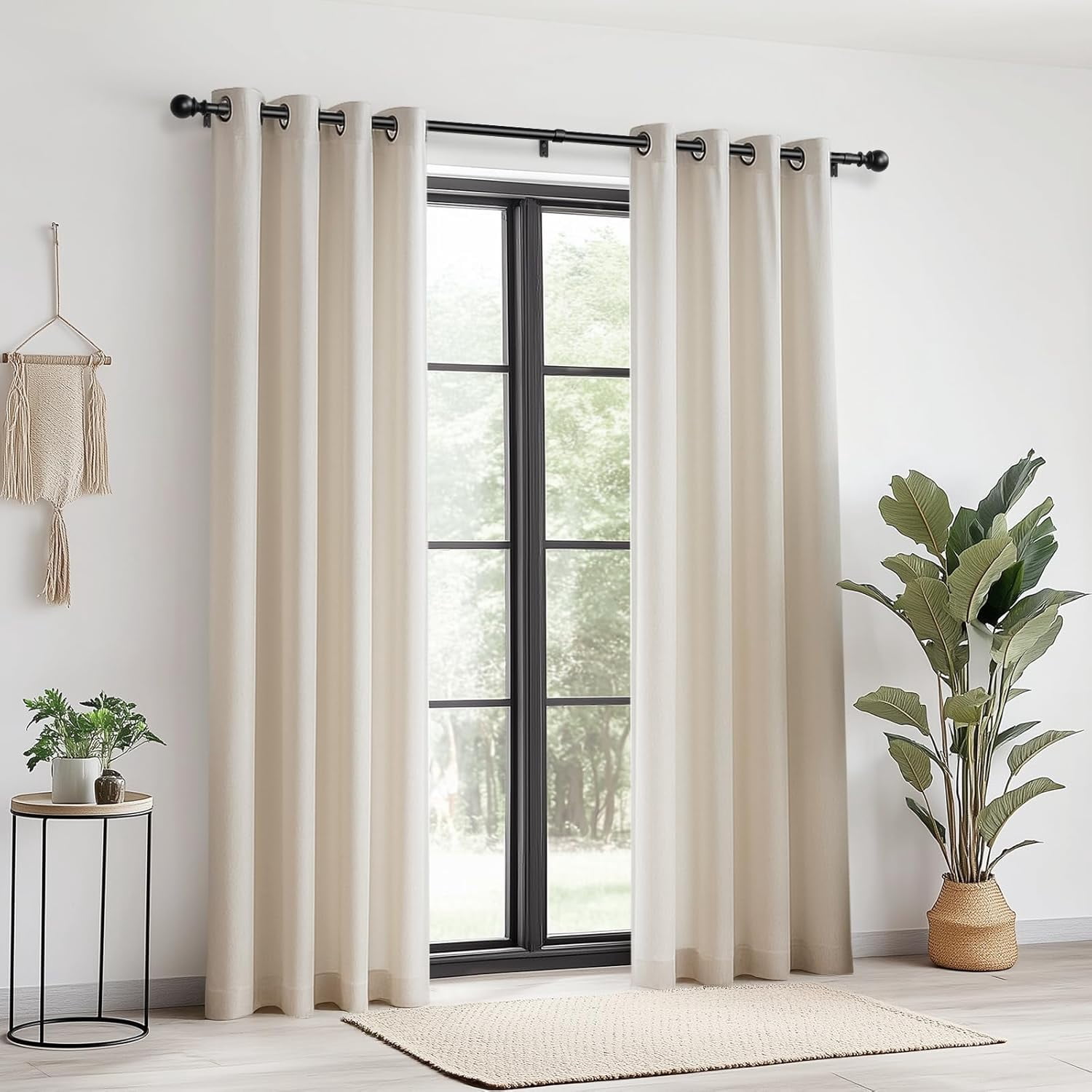Heavy Duty Adjustable 1-Inch Black Curtain Rod, 144-168 inches, Room Divider