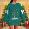 thumbnail image 2 of Yangnuo Womens Loose Trendy Printed Christmas Sweatshirts Women's Fashionable And Christmas Comfortable Holiday Style Real Bow Loose ShoulderRegular Solid Color Top, 2 of 5