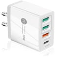 thumbnail image 1 of HONGHCL Cargador de Carga Rápida 36W 4 en 1, Cargador USB C y 3 USB A 3.0, Cargador Portátil con 4 P, 1 of 7