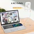 thumbnail image 2 of PrimeCables 6-Outlet Wall Mount Surge Protector Socket with 4 USB Charging Ports, 900 Joules, 2 of 7