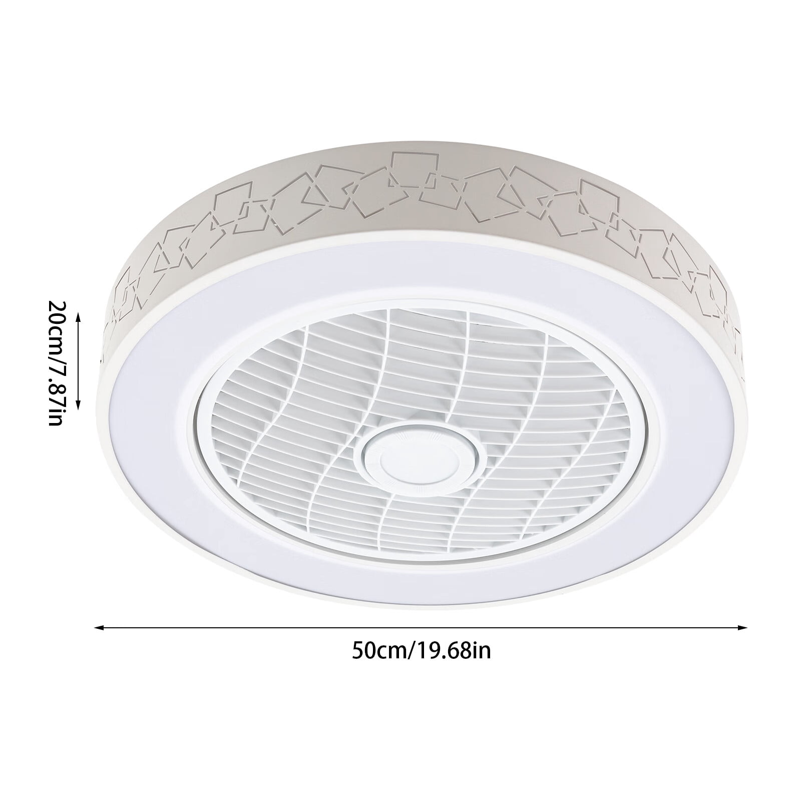 Dimmable LED Ceiling Fan Light Enclosed Round Pendant Fan Lamp w/Invisible Blades 3-Color 6-Speed Ceiling Fan Chandelier 110V