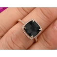 thumbnail image 3 of Surprisingly Black Diamond Moissanite Engagement Ring 2.05 Carat Cushion Cut Halo Design 10k Rose Gold Anniversary Ring, 3 of 5