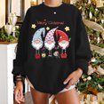thumbnail image 3 of Pompotops Automne et Hiver Femmes Chandail Imprimé de Noël Col Rond Manches Longues Blouse Unie Hauts Chandails en Molleton, 3 of 5