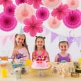 thumbnail image 7 of VEGCOO 17-Pack Pink Paper Fan Decor - Honeycomb Party Set for Birthdays, Weddings & Baby Showers, 7 of 7