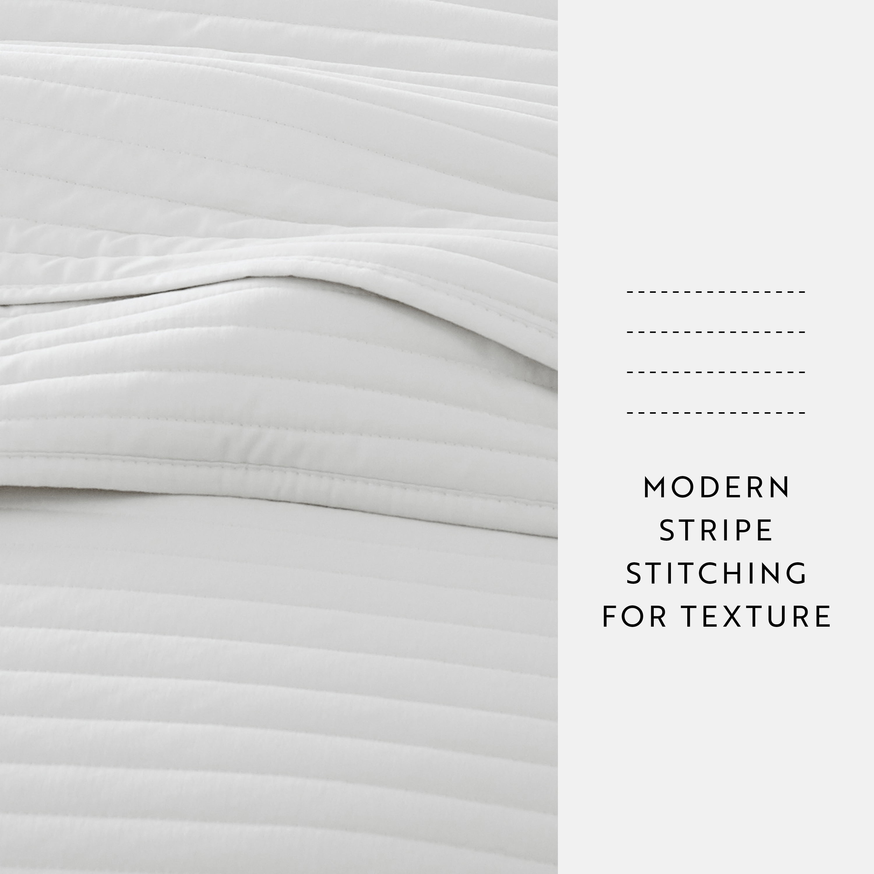 Wrinkle Resistant All Season Quilt Set Coverlet White Striped Stitched for King Size Bedding by Comfort Canopy